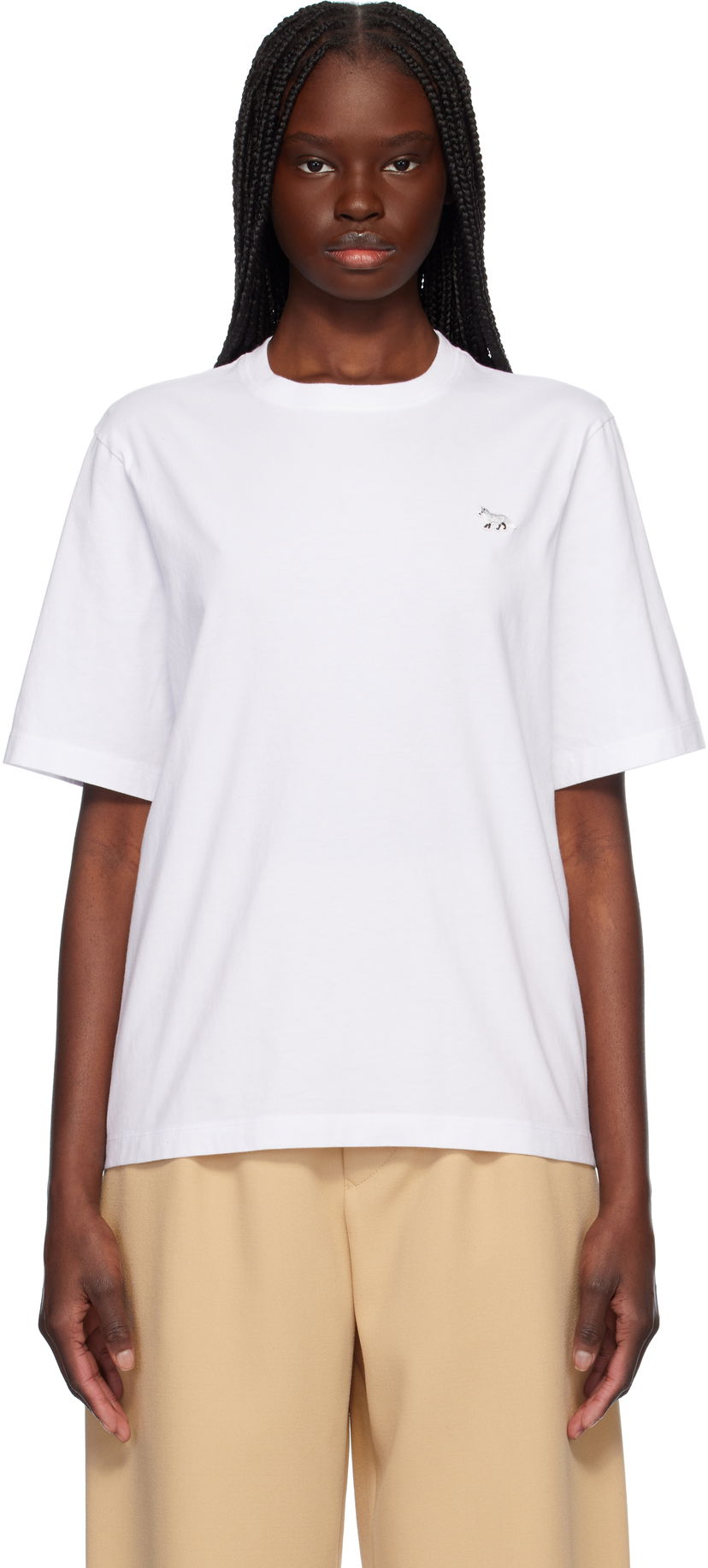 Футболка MAISON KITSUNÉ Maison Kitsuné Baby Fox Patch Comfort T-Shirt білий | OW00130KJ0008