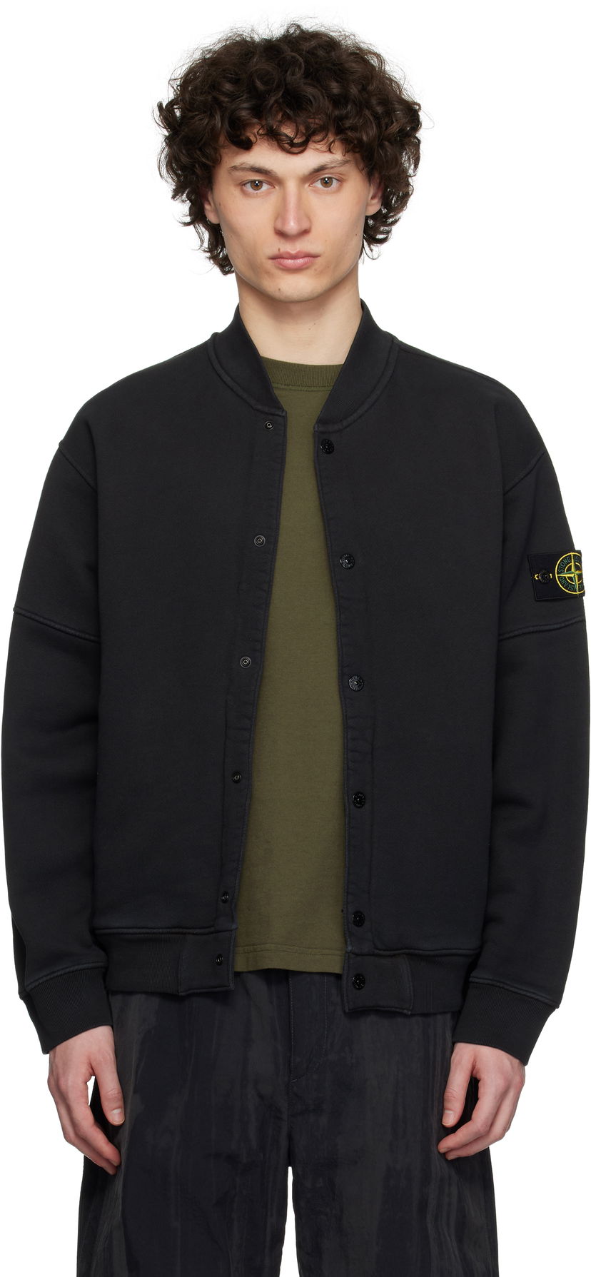 Куртка бомбер Stone Island Stone Island Diagonal Fleece Old Effect Bomber Jacket чорний | K1S15 6100034 S0045