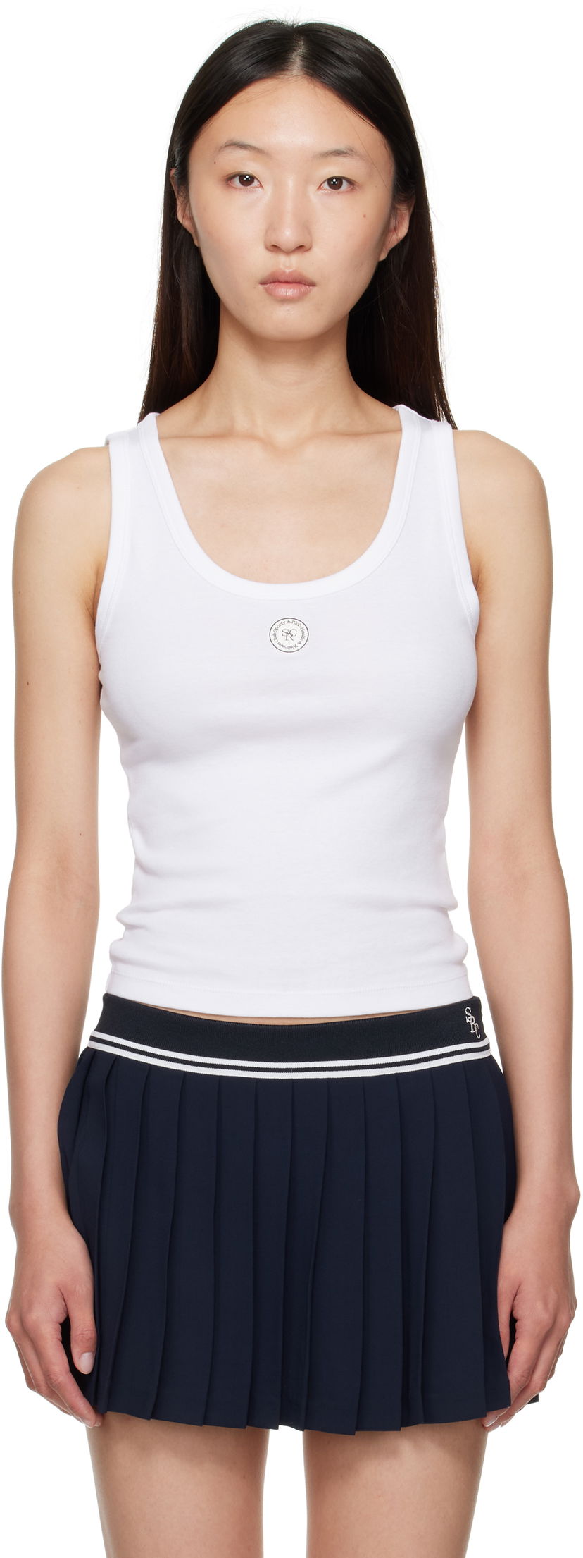 Безрукавка Sporty & Rich Sporty & Rich Baby Rib 'SRHWC' Tank Top білий | TO081600305WH01