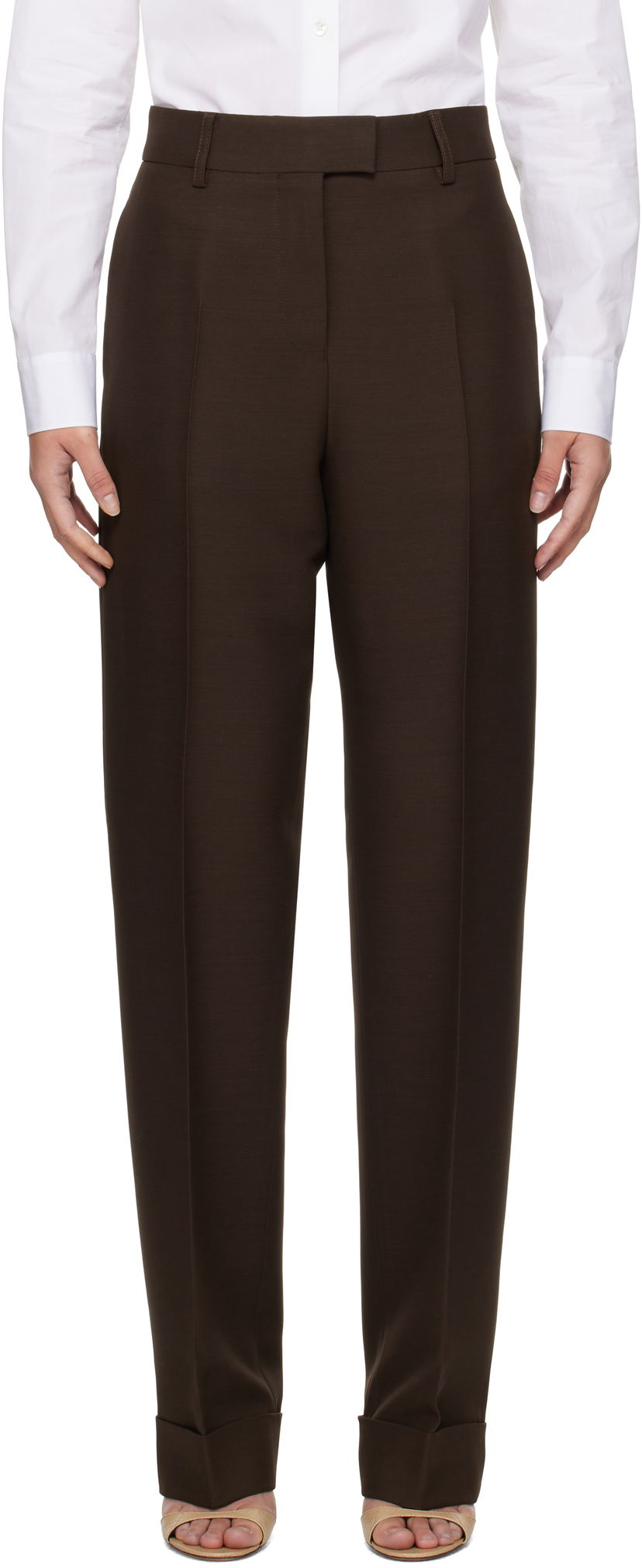 Штани FERRAGAMO Turn Up Trousers Коричневий | 780901