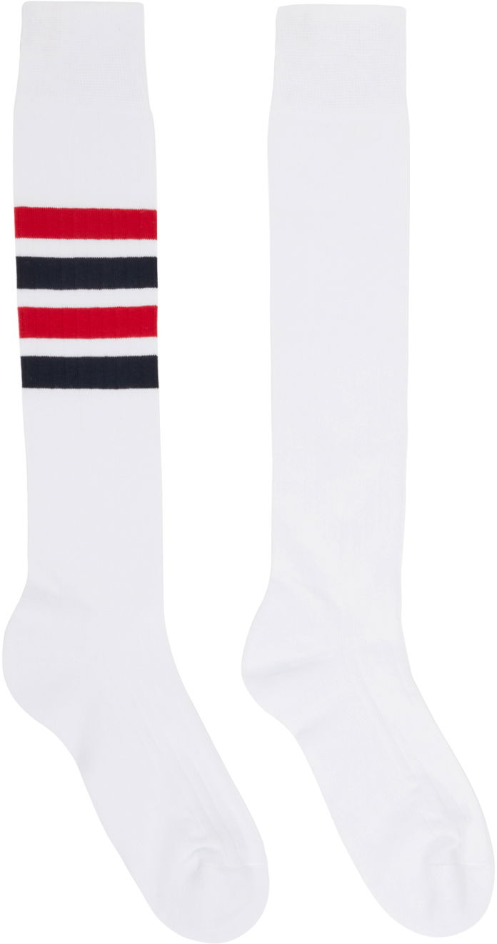 Шкарпетки Thom Browne Thom Browne Striped Knee-High Socks білий | MAS085A-01690