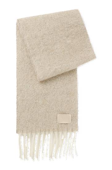 Шарф BOSS Italian-made fringed scarf with wool and alpaca бежевий | 50551696, 0