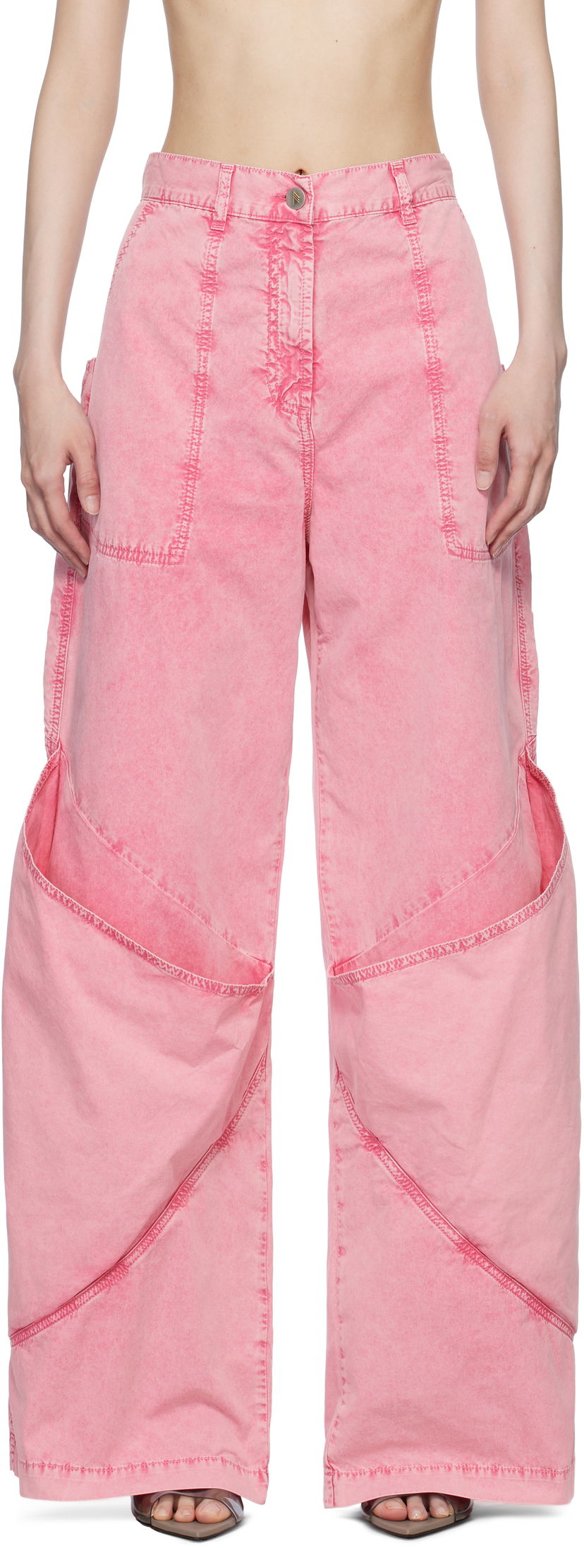 Штани карго The Attico The Attico Long Wide-Leg Jeans Рожевий | 250WCP00198 DDC098AA