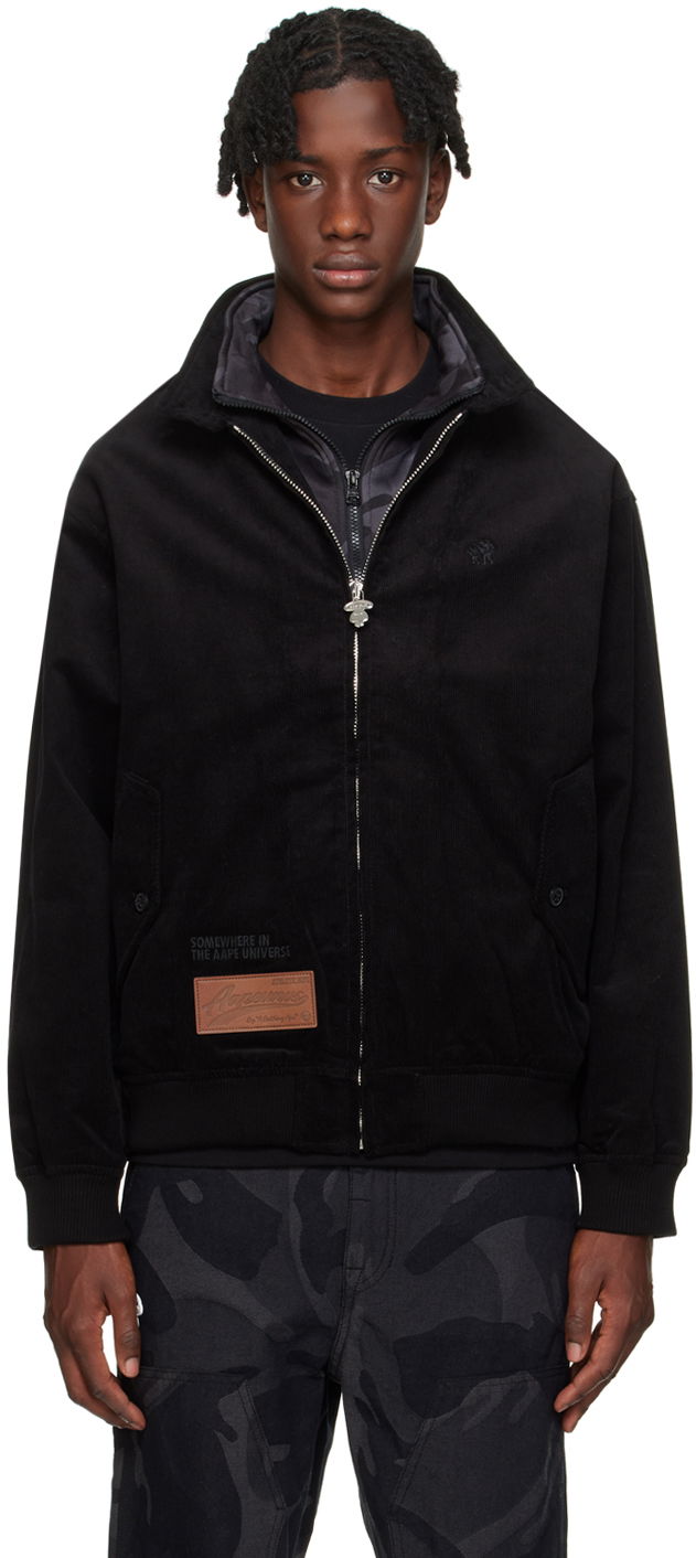 Куртка бомбер AAPE by A Bathing Ape AAPE by A Bathing Ape Patch Corduroy Jacket чорний | AAPLJM7613XXLBKX