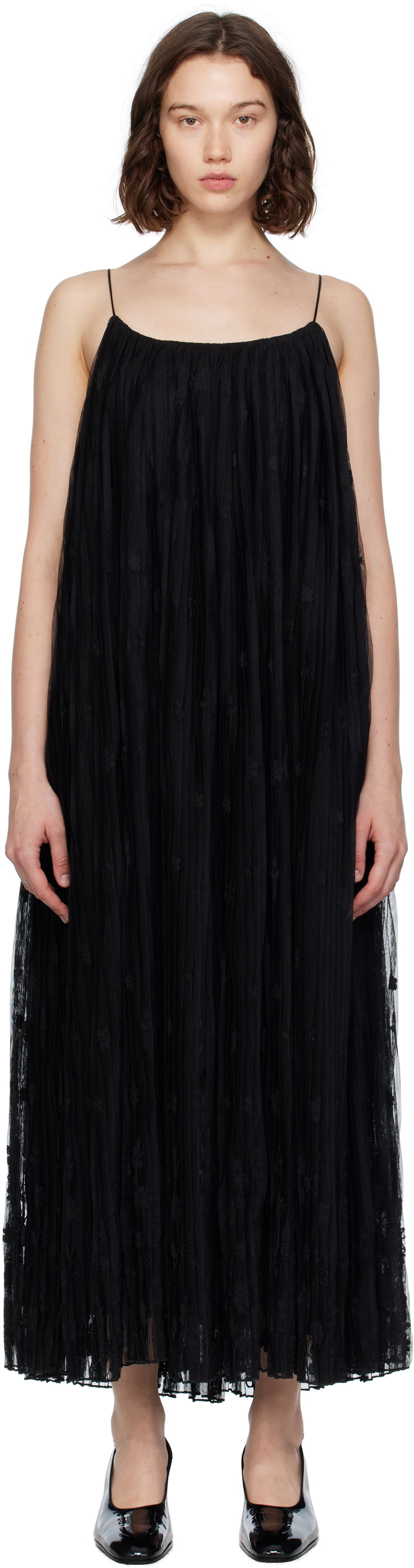 плаття TOTEME TOTEME Floral Tulle Midi Dress чорний | 253-WRD0211-FB0431