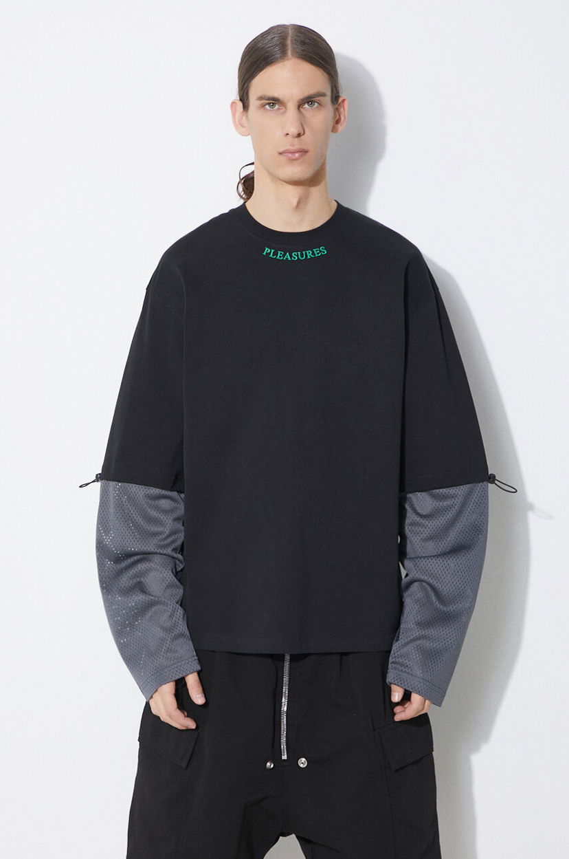 Футболка Pleasures Furniture Long Sleeve Printed Mesh Panel Drawstring Top чорний | P24SP033.BLACK