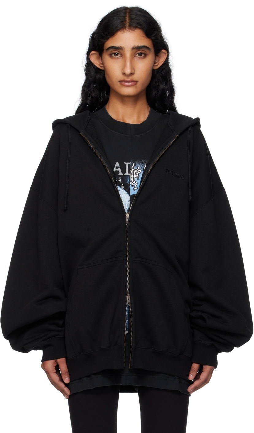 Світшоти VETEMENTS Vetements Oversized Zip-Up Hoodie чорний | UH76ZU100B