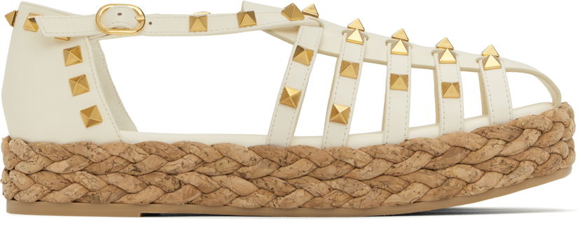 Кросівки та взуття Valentino Valentino Garavani Rockstud Cork Wedge Sandals білий | 6W2S0LP9CYP