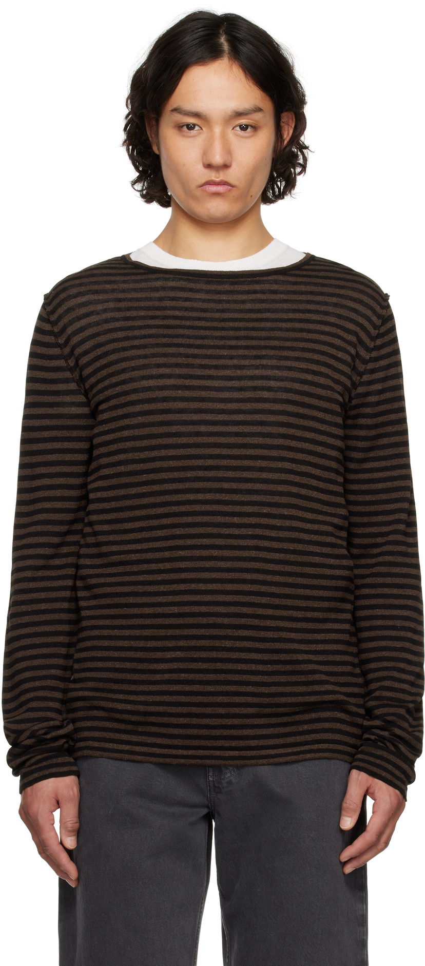 Cветр The Row The Row Striped Lillard Sweater Коричневий | 885-Y889