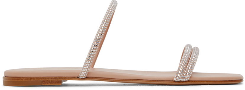 Кросівки та взуття Gianvito Rossi Cannes 05 Crystal Embellished Flat Sandals бежевий | G16120.05CUO.XCN