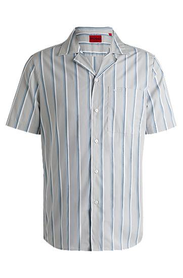 Сорочка BOSS Relaxed Fit Striped Cotton Poplin Shirt Сірий | 50539266