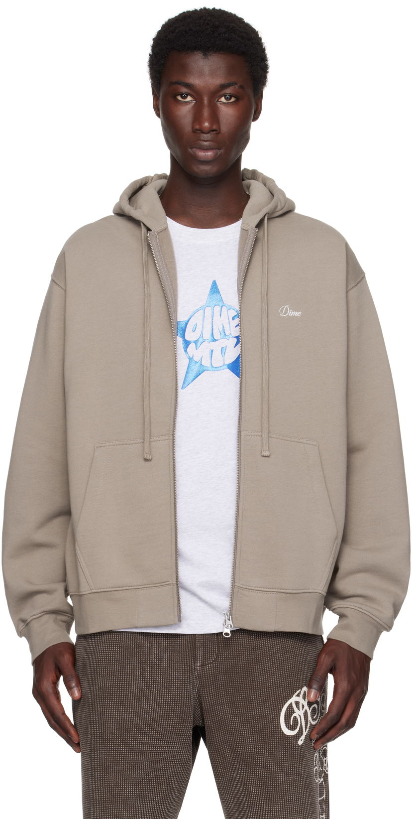 Світшоти Dime Dime Cursive Small Logo Zip Hoodie Сірий | DIMESU2549DRI