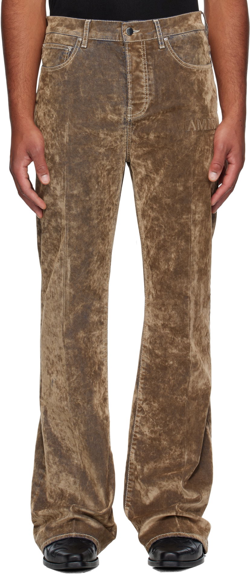 Джинси AMIRI AMIRI Velvet Flare Jeans Коричневий | AMDNFR1027