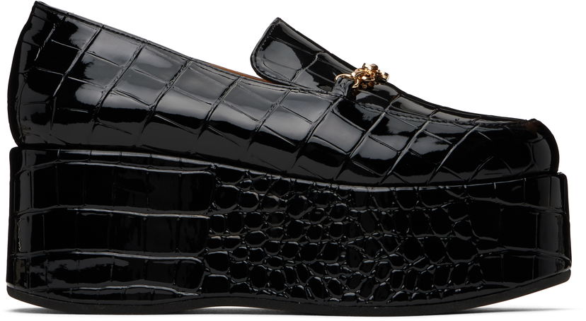 Догляд за взуттям GANNI GANNI Croco Butterfly Chain Platform Loafers чорний | S2834