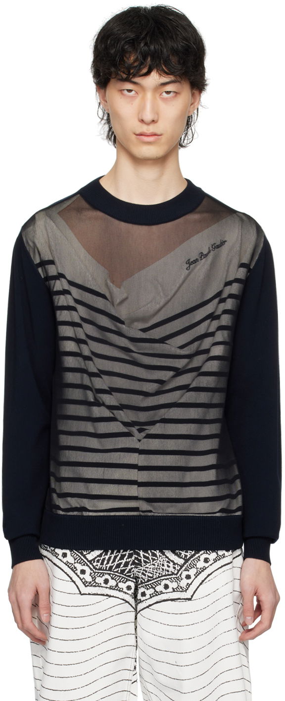 Cветр Jean Paul Gaultier Gaultier Oversized Striped Sweater темно-синій | 24/25-U-PL046B-M064-590100