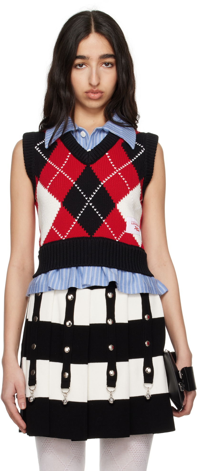 Cветр Charles Jeffrey Loverboy Charles Jeffrey LOVERBOY Cropped Argyle Vest Червоний | 54091401