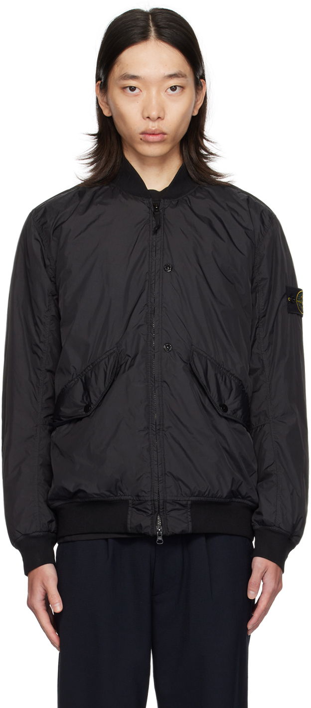 Куртка бомбер Stone Island Black Wind-Resistant Bomber Jacket чорний | 811540923