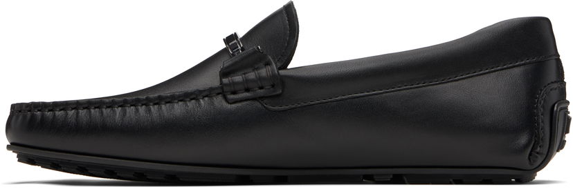 Кросівки та взуття BOSS Leather Loafers with Branded Hardware чорний | 50548100