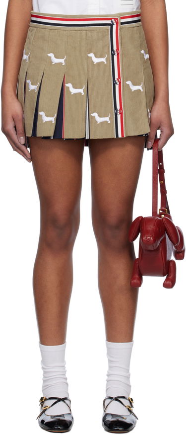 Спідниця Thom Browne Thom Browne Hector Button Front Pleated Miniskirt бежевий | FGCA20E-E1227, 0