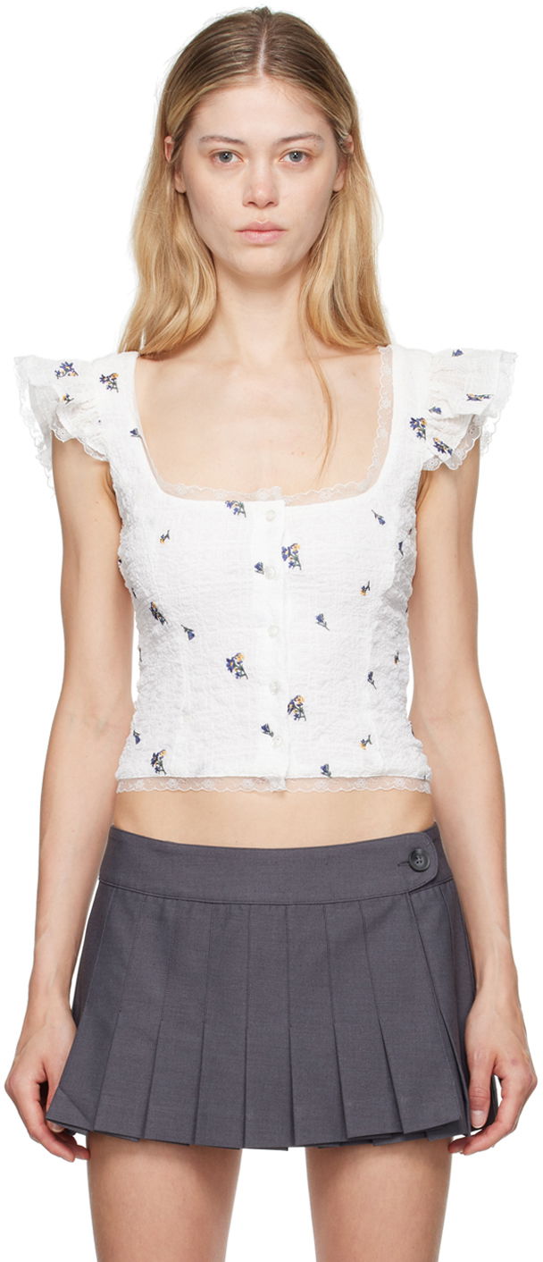 Безрукавка GUIZIO Guizio Pontia Floral Embroidered Tank Top білий | P24112W105