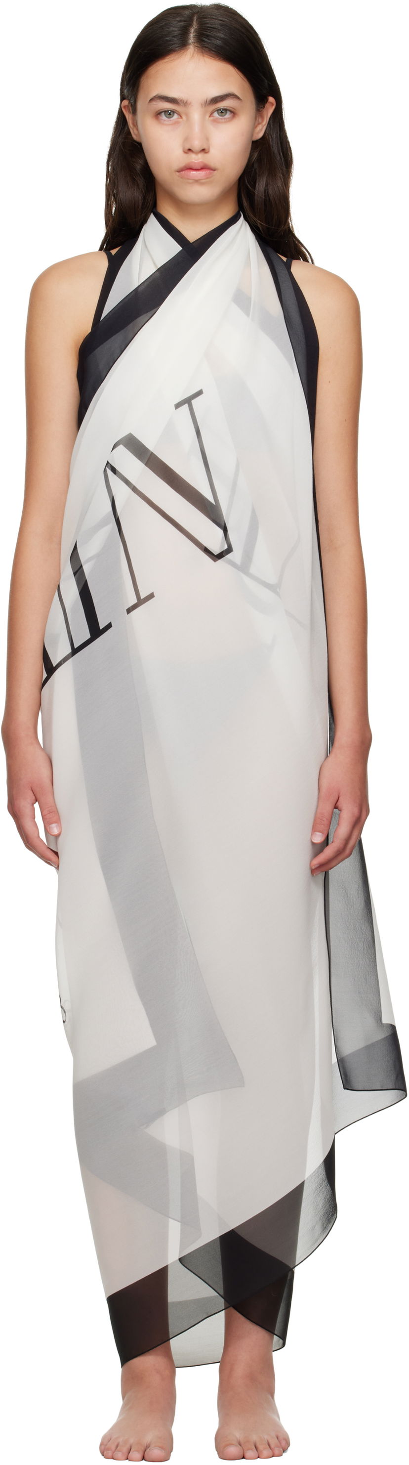 Шарф Balmain Balmain Two-Tone Printed Beach Cover-up білий | BKA202410