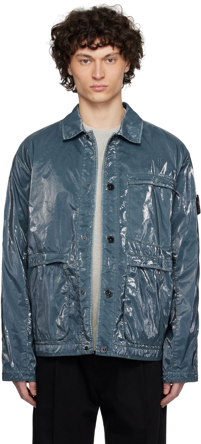 Вітровка Stone Island Stone Island Prismatica Mussola Caban Jacket Синій | K1S15 4100065 S0132