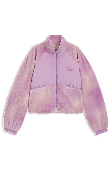 Куртка BOSS Cloud-Print Teddy Jacket with Panels Фіолетовий | 50541233