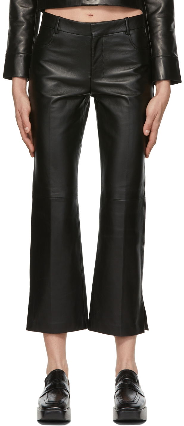 Штани AMI Cropped Leather Pants чорний | FTR011.519