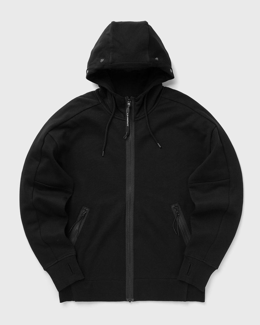 Світшоти C.P. Company DIAGONAL RAISED FLEECE GOGGLE ZIPPED HOODED SWEATSHIRT чорний | 17CMSS028A005086W-999