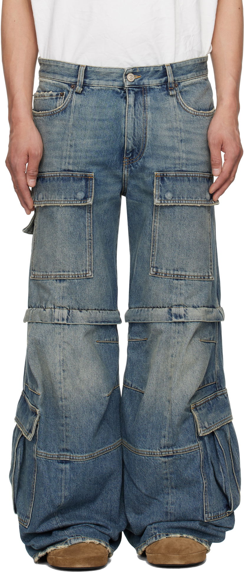Джинси Balenciaga Balenciaga Flared Cargo Jeans Синій | 783694THW25
