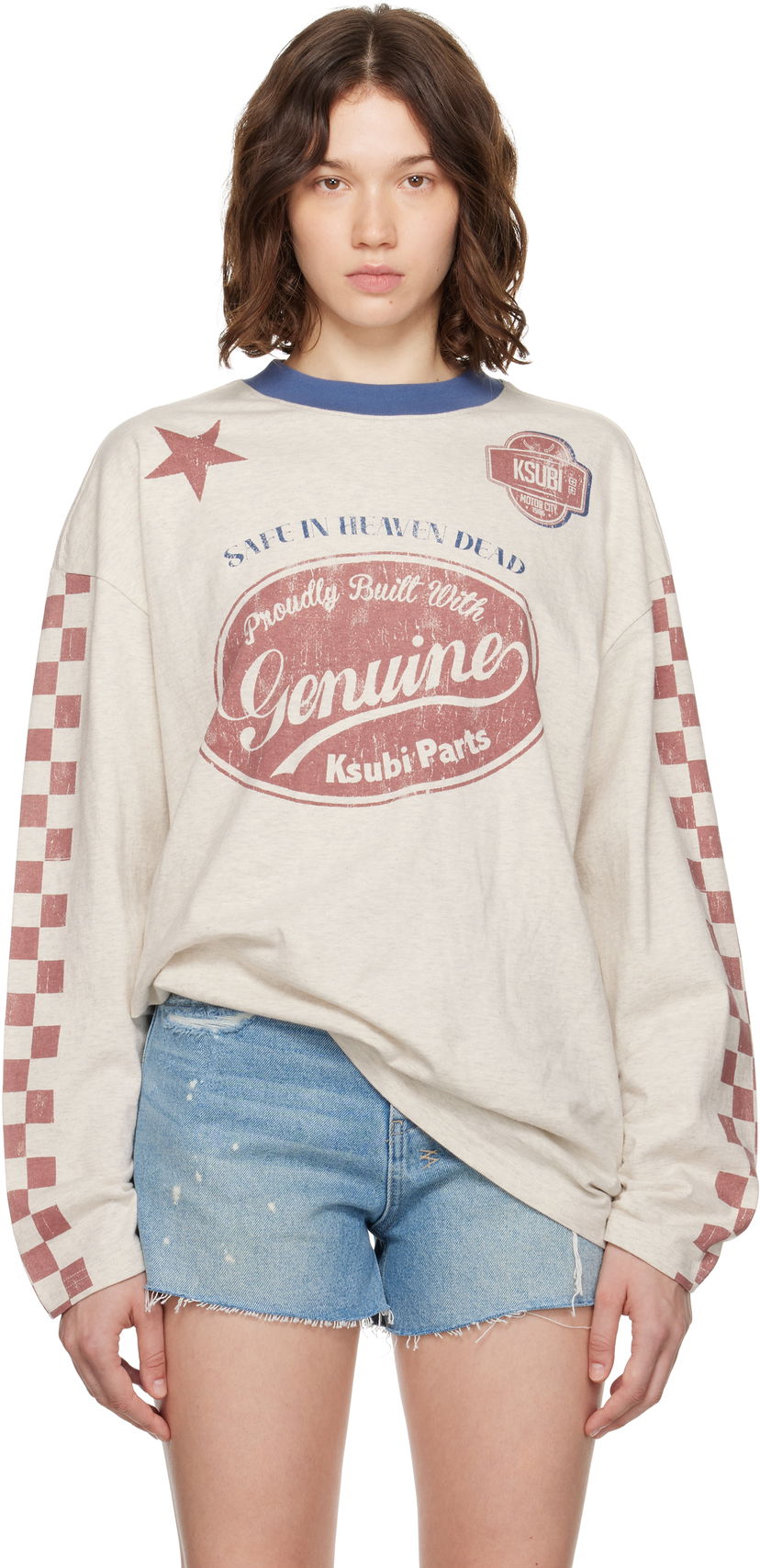 Футболка Ksubi Ksubi Pitt Lane Boyfriend Long Sleeve T-Shirt бежевий | WPF25TE006