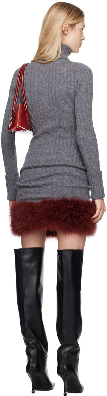 плаття Blumarine Blumarine Turtleneck Dress With Fur Сірий | A422A505A, 2