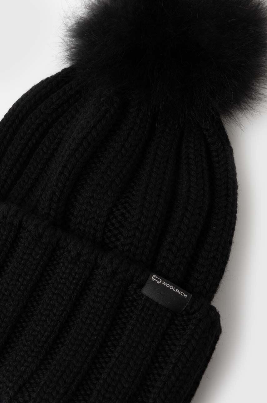 Шапка WOOLRICH Wool Beanie with Pom-Pom чорний | CFWWAC0163FRUF0428, 1