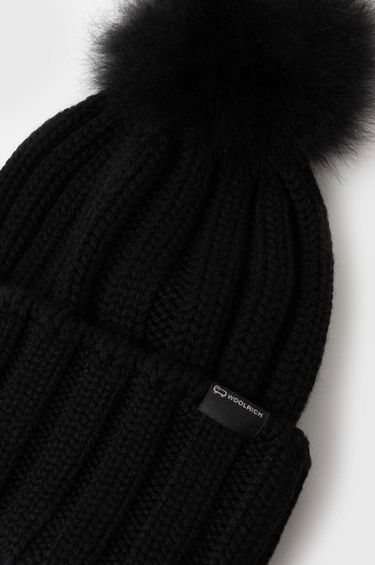 Шапка WOOLRICH Wool Beanie with Pom-Pom чорний | CFWWAC0163FRUF0428, 1