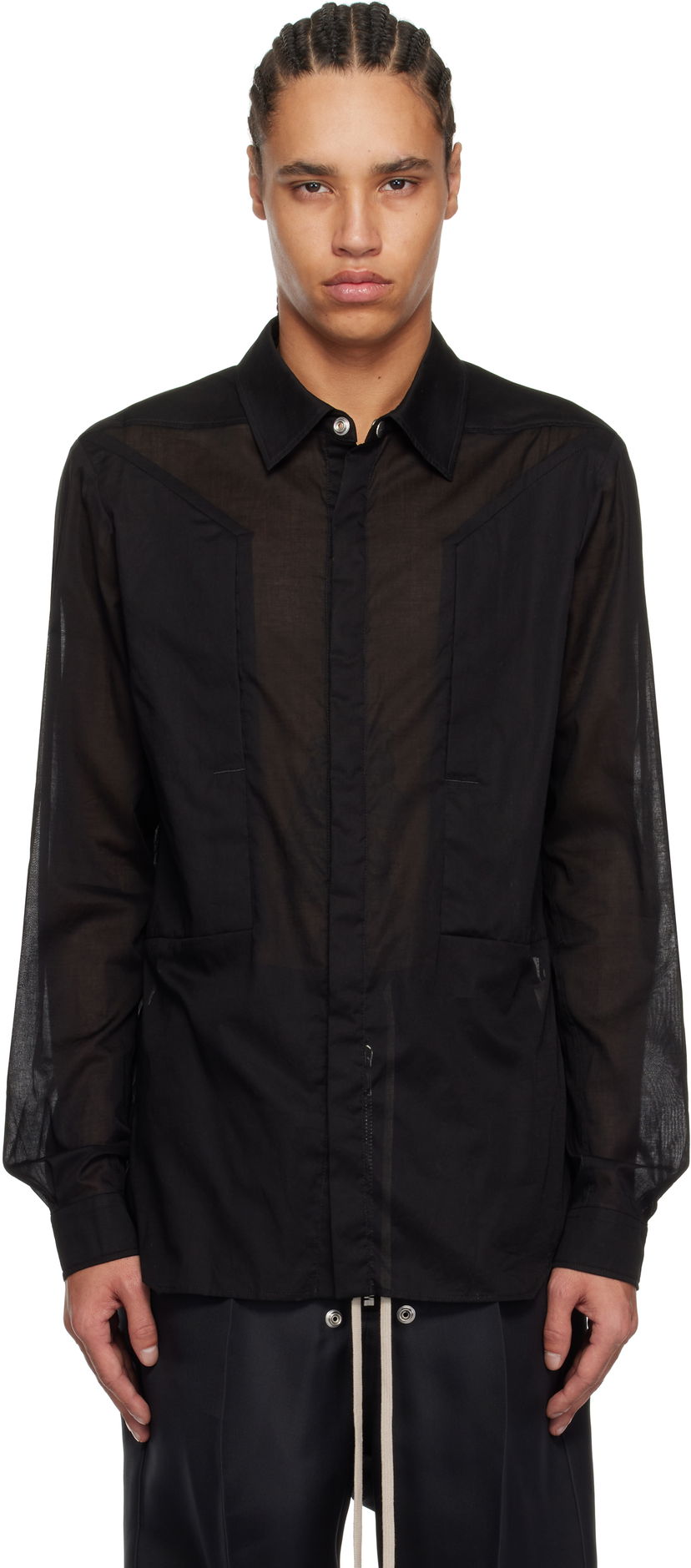 Сорочка Rick Owens Rick Owens Hollywood Fogpocket Shirt чорний | RU01E5237 CV