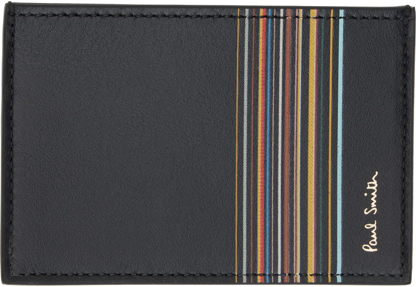 Гаманець Paul Smith Paul Smith Leather Signature Stripe Credit Card Holder чорний | M1A-6137-LFISIG