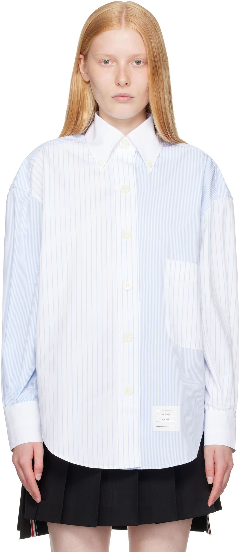 Сорочка Thom Browne Thom Browne Funmix Micro University Striped Shirt Синій | FLL079F-F0917