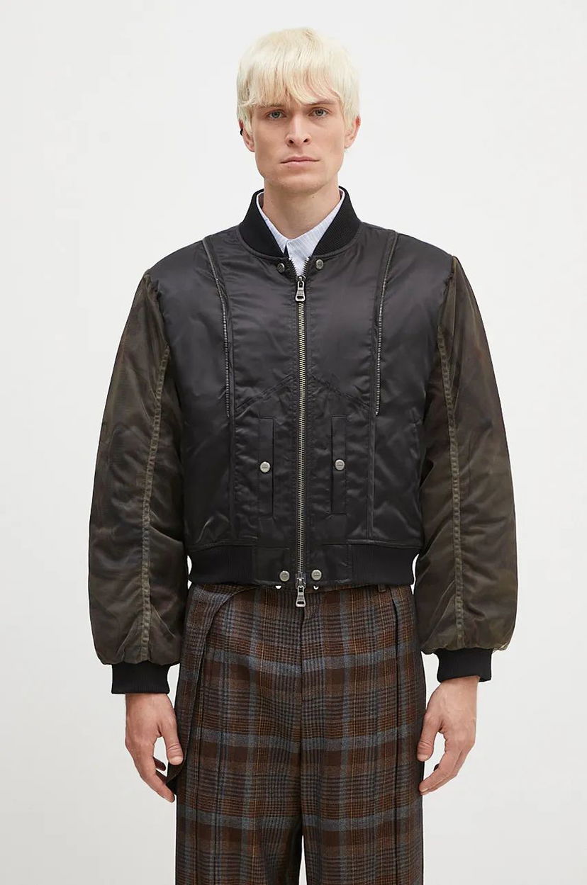 Куртка бомбер Andersson Bell Mesh Sleeve Bomber Jacket чорний | awa626u