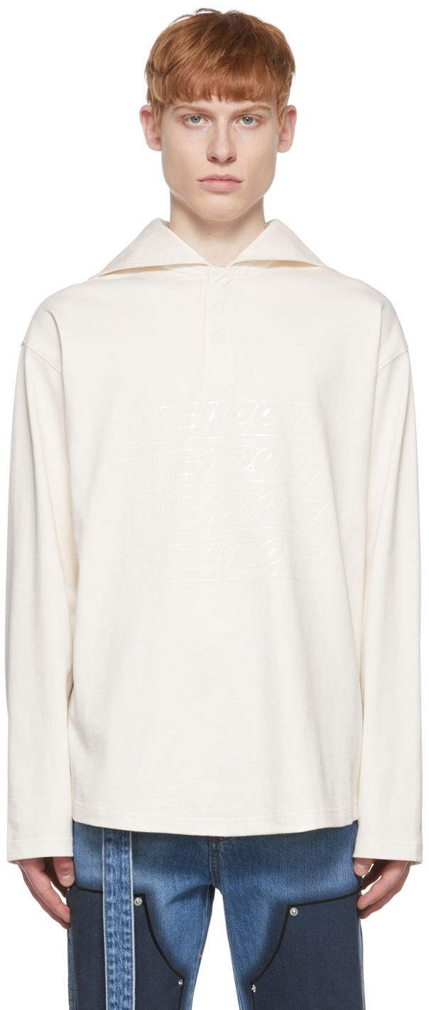 Сорочка поло We11done We11done Embroidered Logo Henley білий | WD-TT1-22-554-U-IV