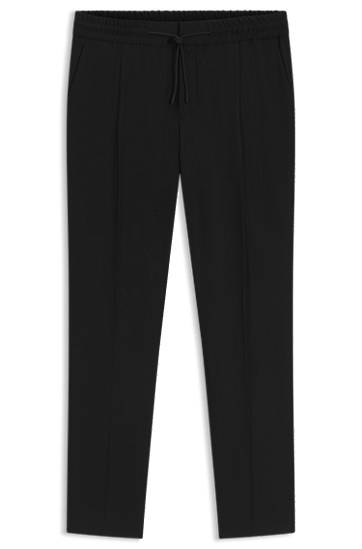 Штани BOSS Slim-Fit Wool-Blend Twill Trousers чорний | 50547220