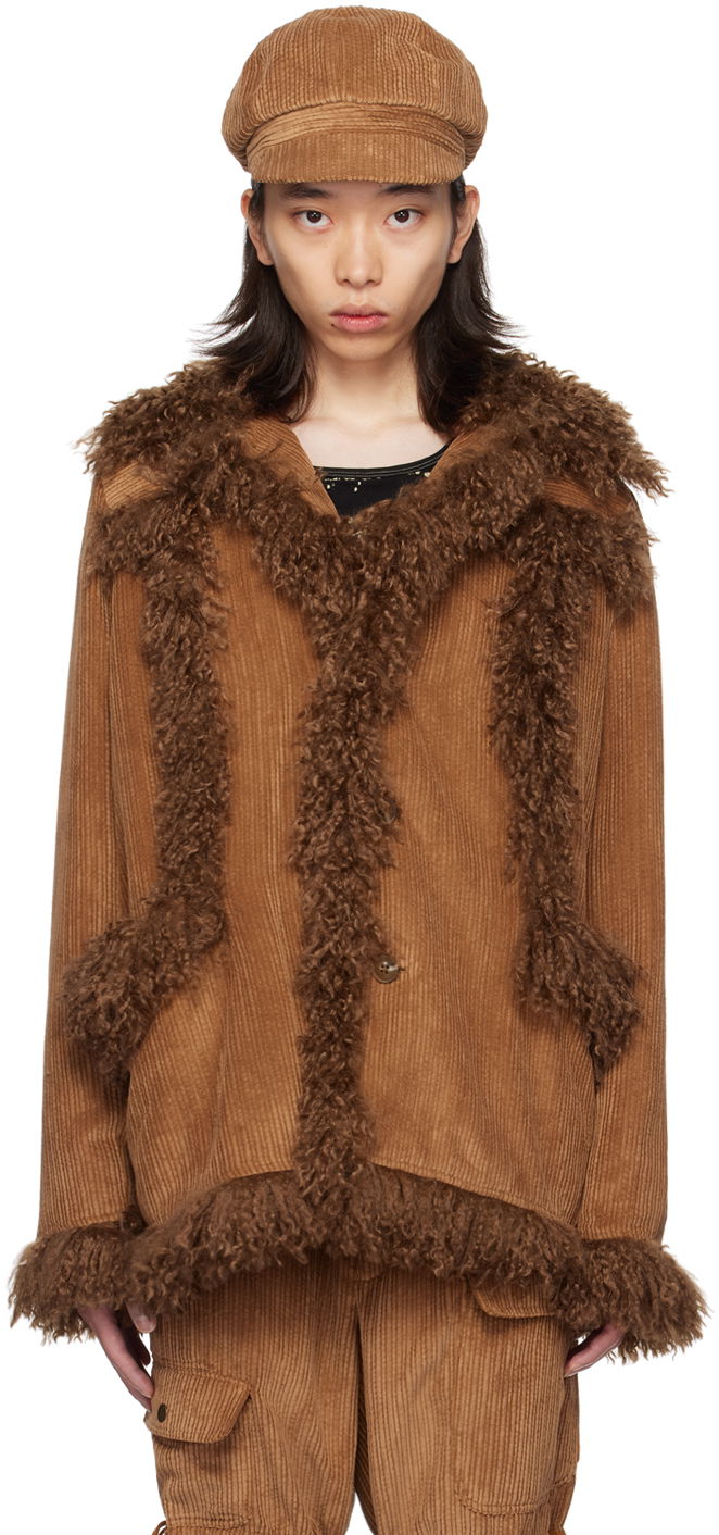 Куртка Anna Sui Anna Sui Faux-Fur Trimmed Corduroy Coat Коричневий | M624V30
