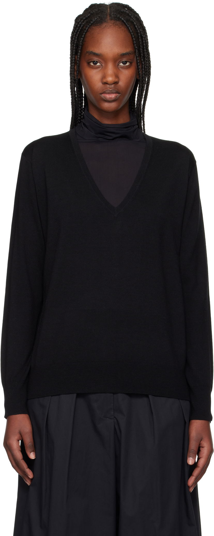Cветр Dries Van Noten Dries Van Noten Merino Wool V-Neck Sweater чорний | 251-011202-1700