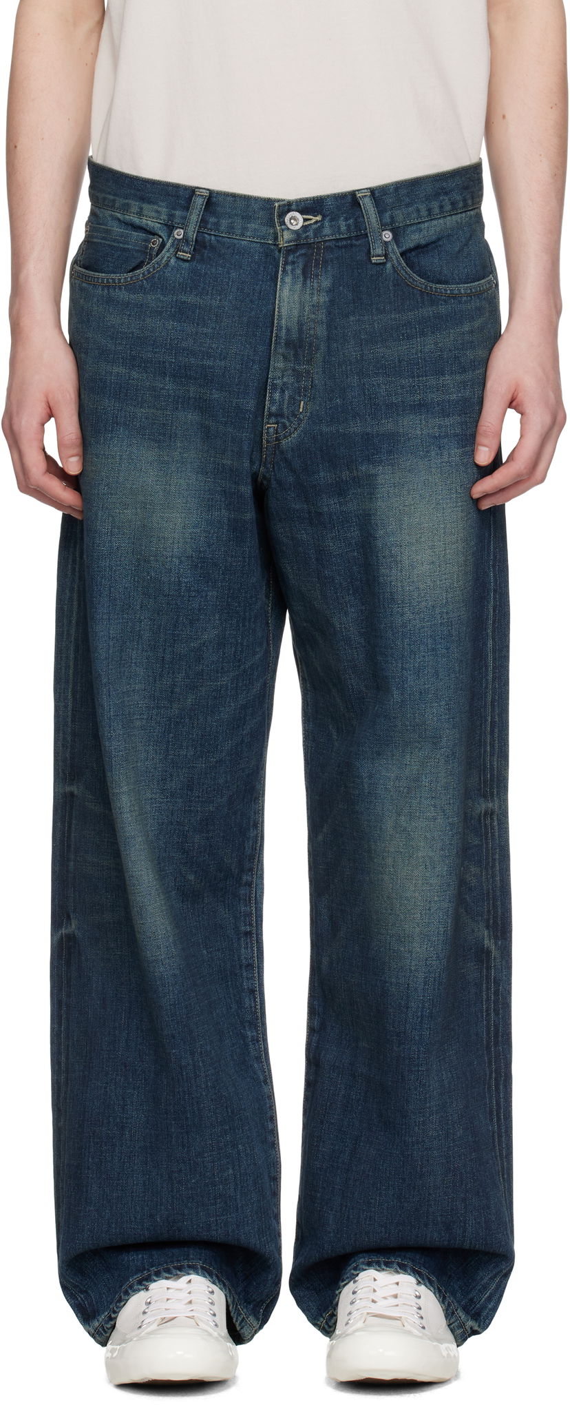 Джинси Neighborhood Neighborhood Washed DP Wide Jeans Синій | 251XBNH-PTM04