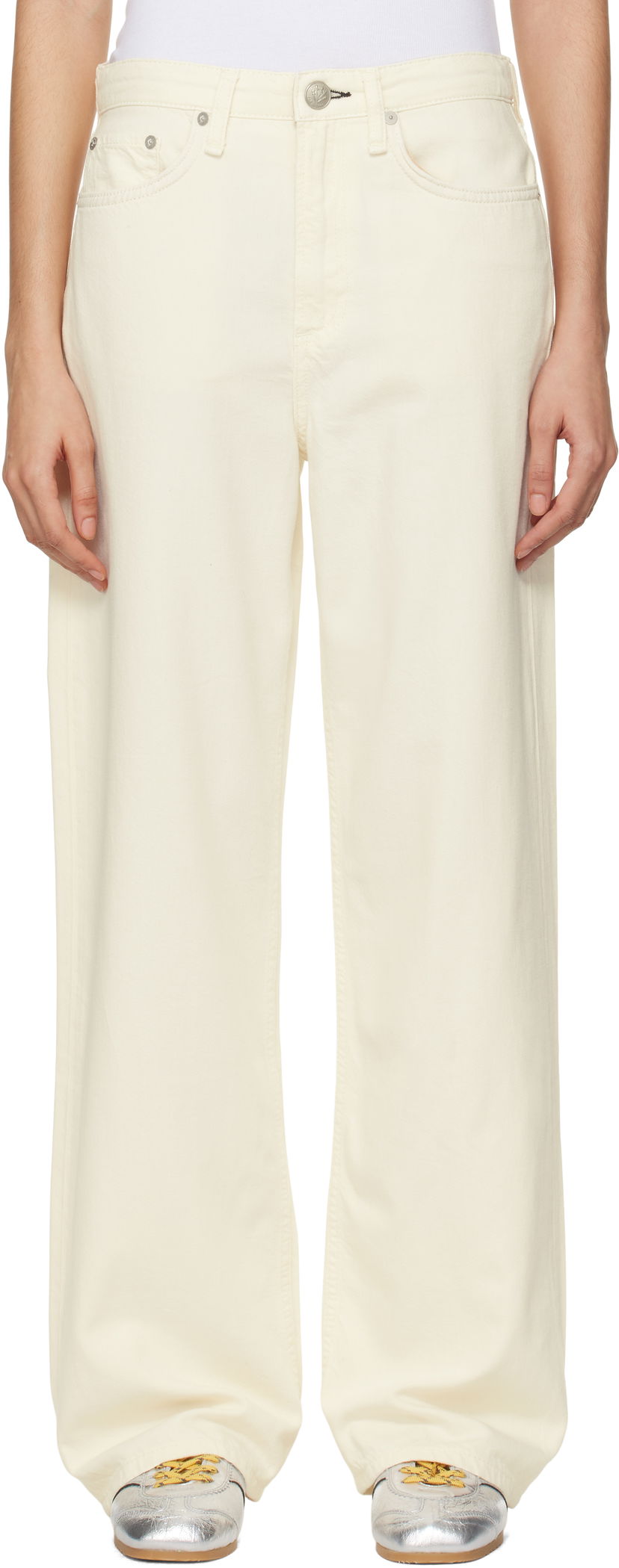 Джинси rag & bone Rag & Bone 'The Logan' Mid-Rise Wide Leg Jeans білий | WDD22H2786STEC