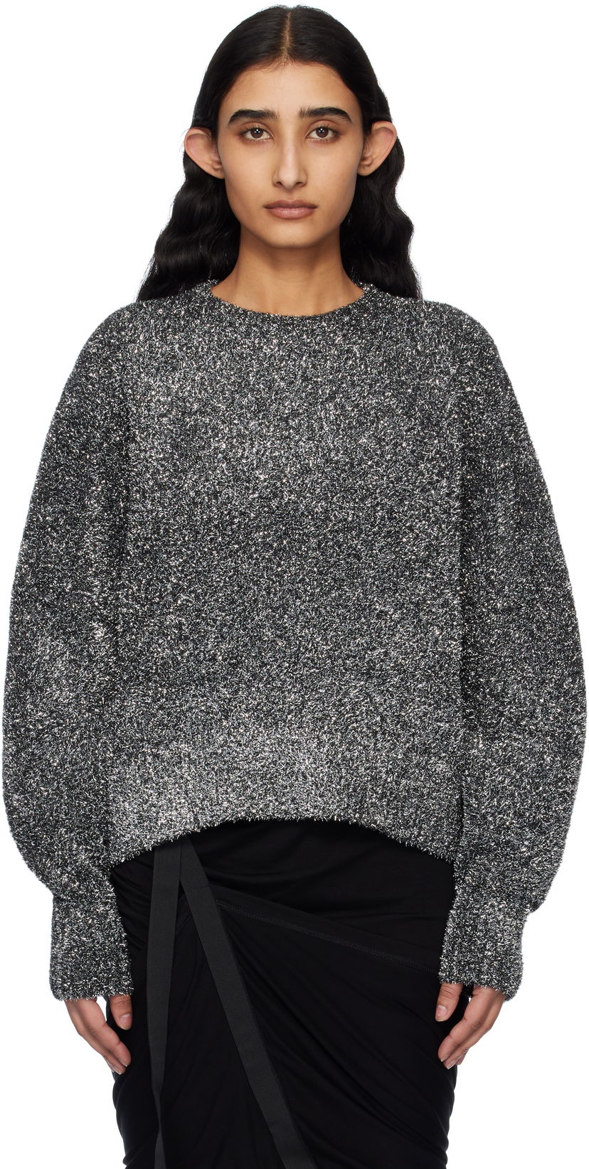 Cветр Helmut Lang Helmut Lang Apex Lurex Crew Sweater Металік | O10HW706