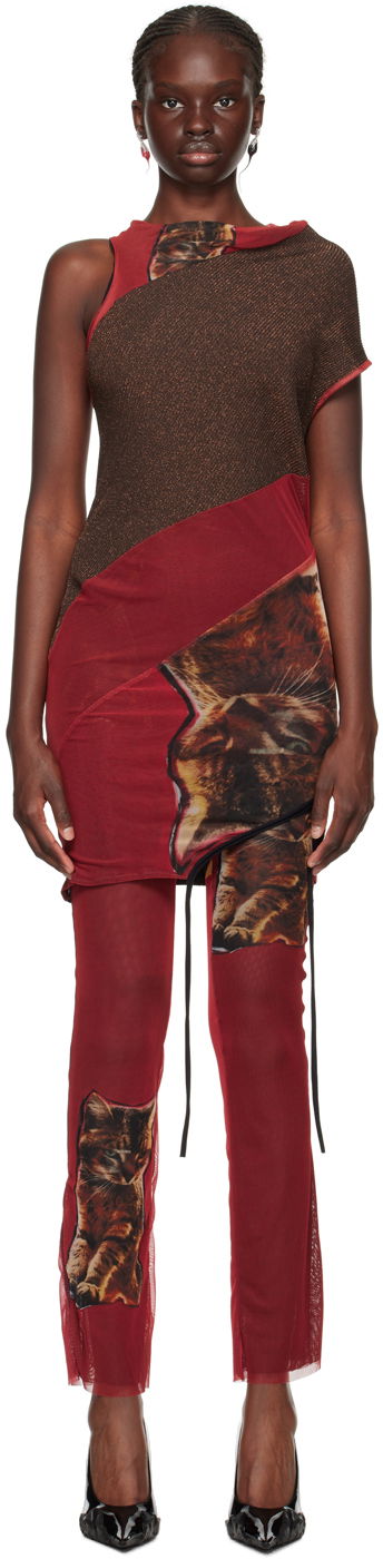 плаття Ottolinger Ottolinger Cat Print Mesh Mini Dress Червоний | 102601