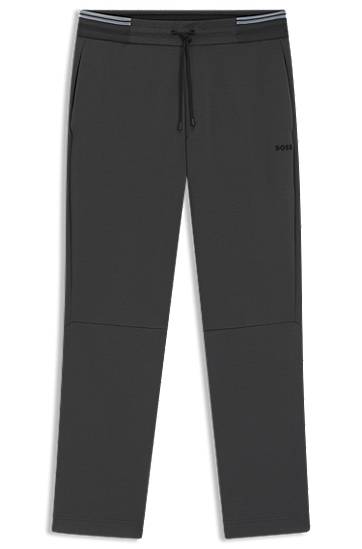 Спортивні штани BOSS BOSS Cotton-Blend Tracksuit Bottoms with Striped Waistband чорний | 50545246