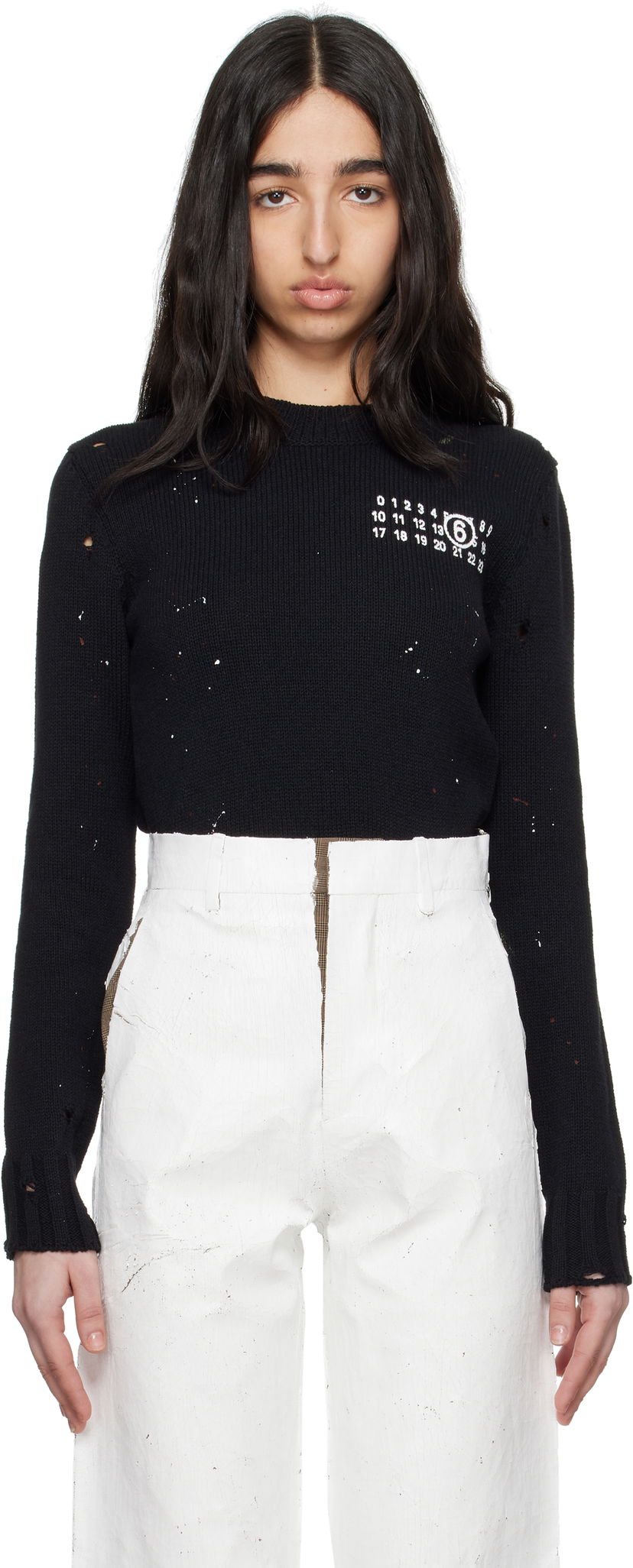Cветр Maison Margiela MM6 Maison Margiela Paint Residue Knit Sweater чорний | S62HL0034 M13123