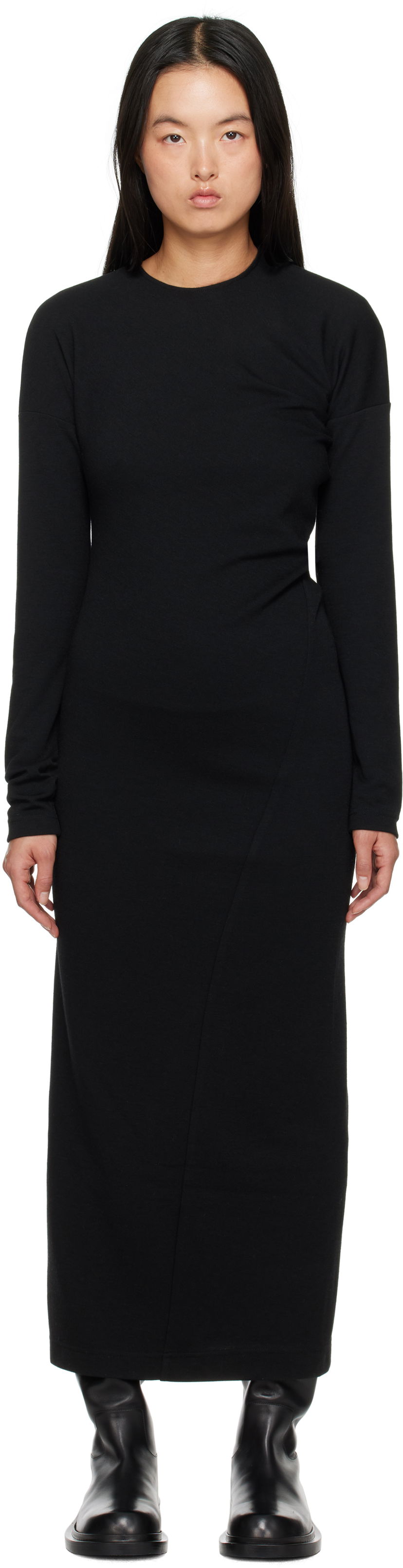 плаття TOTEME TOTEME Women's Twisted Jersey Midi Dress чорний | 244-WRD824-FB0294