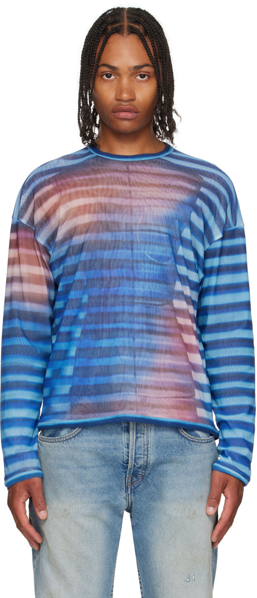 Футболка Jean Paul Gaultier Jean Paul Gaultier 'The Oversized Air' Long Sleeve Top Синій | 25/03-W-TO317-M005P-565034
